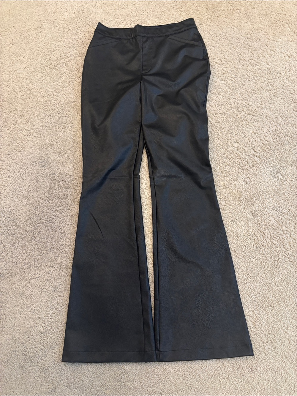 NWOT SPANX Black Faux Leather Flare Jeans